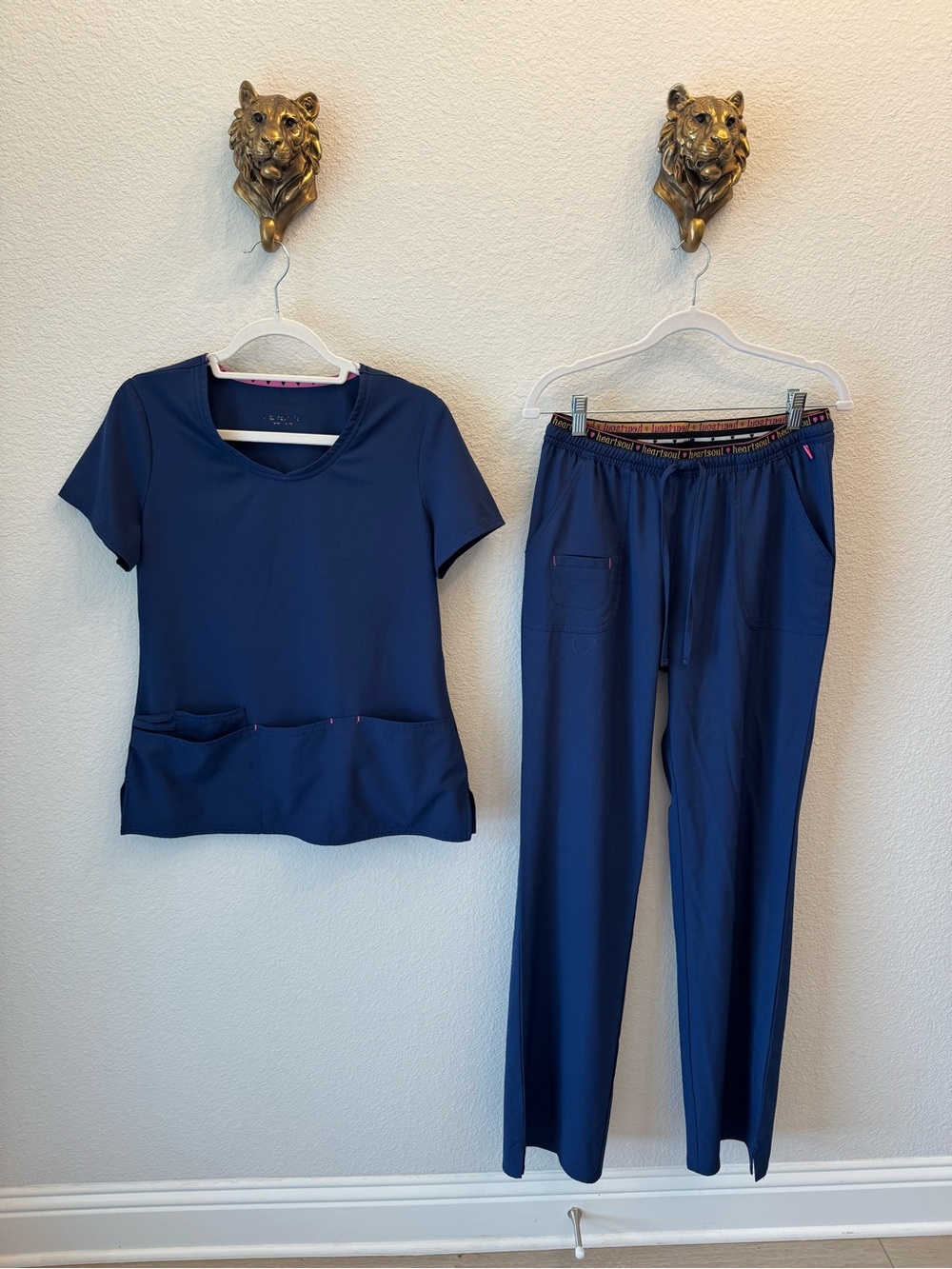 HeartSoul Navy Blue Scrub Top and Pants Set
